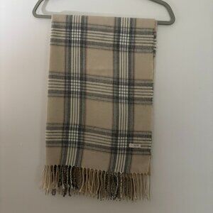 JCREW Gray/Beige Plaid Cashmere Blend Scarf/Shawl